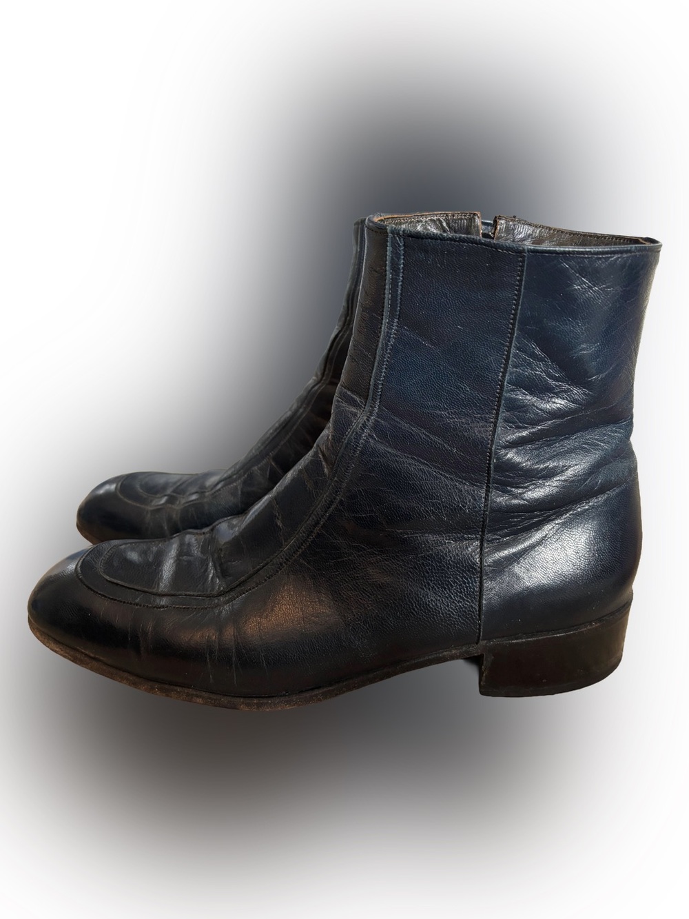 Vintage 1970s Florsheim "Duke" Dress Boots – Size 8D Navy Blue Kidskin Leather